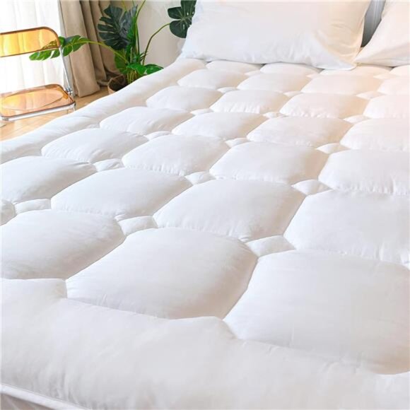 King Size Mattress Pad Cooling Rayon from Bamboo, Quilted Fitted - Picture 1 of 14